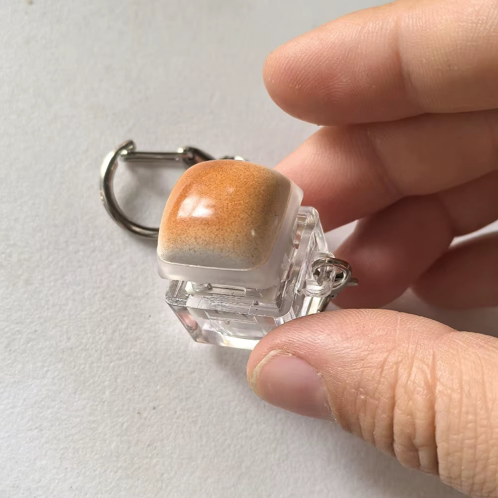 Caramel Bread Design Fidget Keychain Keys Button Keycap Finger Keyboard Cap DIY Keyboard Relief Stress Pinch Toy Adult
