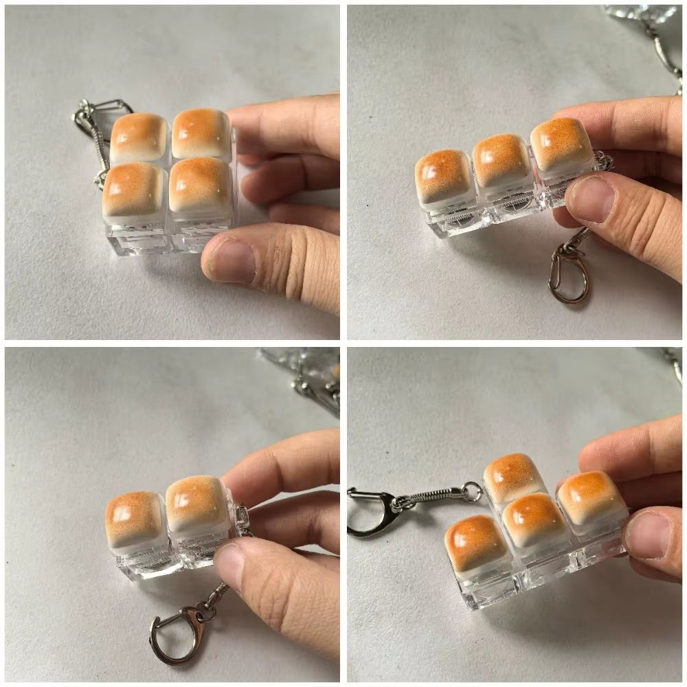 Caramel Bread Design Fidget Keychain Keys Button Keycap Finger Keyboard Cap DIY Keyboard Relief Stress Pinch Toy Adult